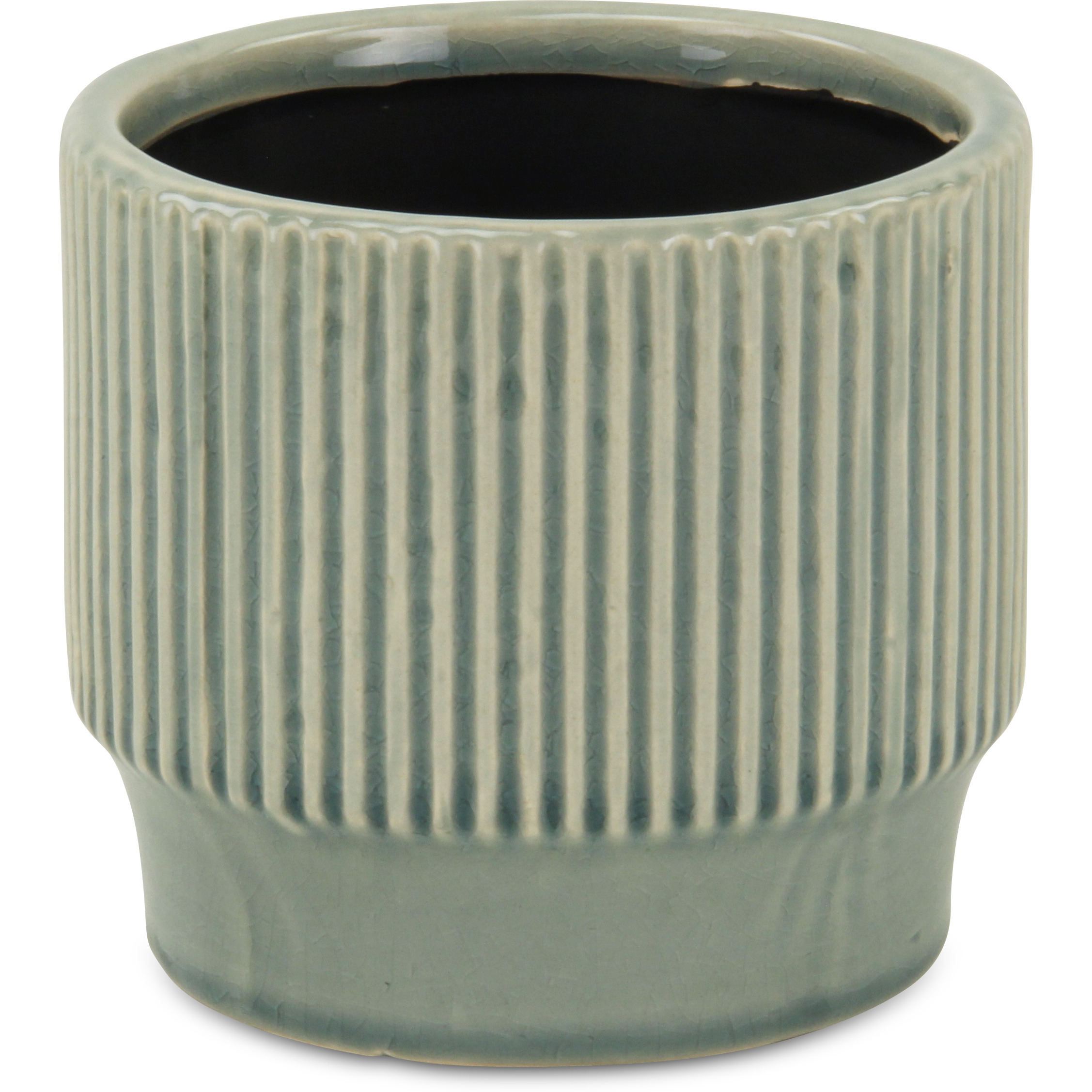 Green Ruffled Ridge Pot - Large