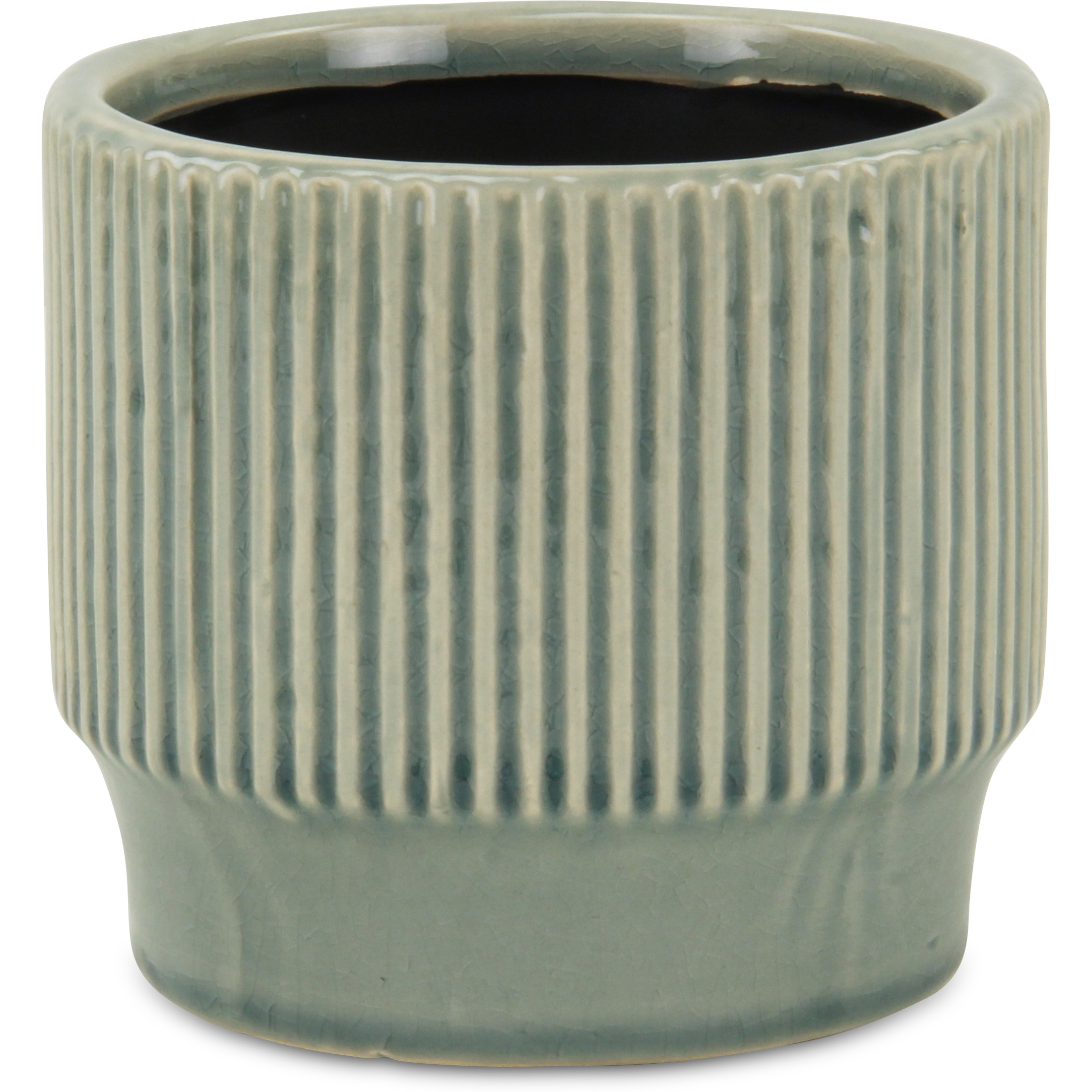 Green Ruffled Ridge Pot - Large