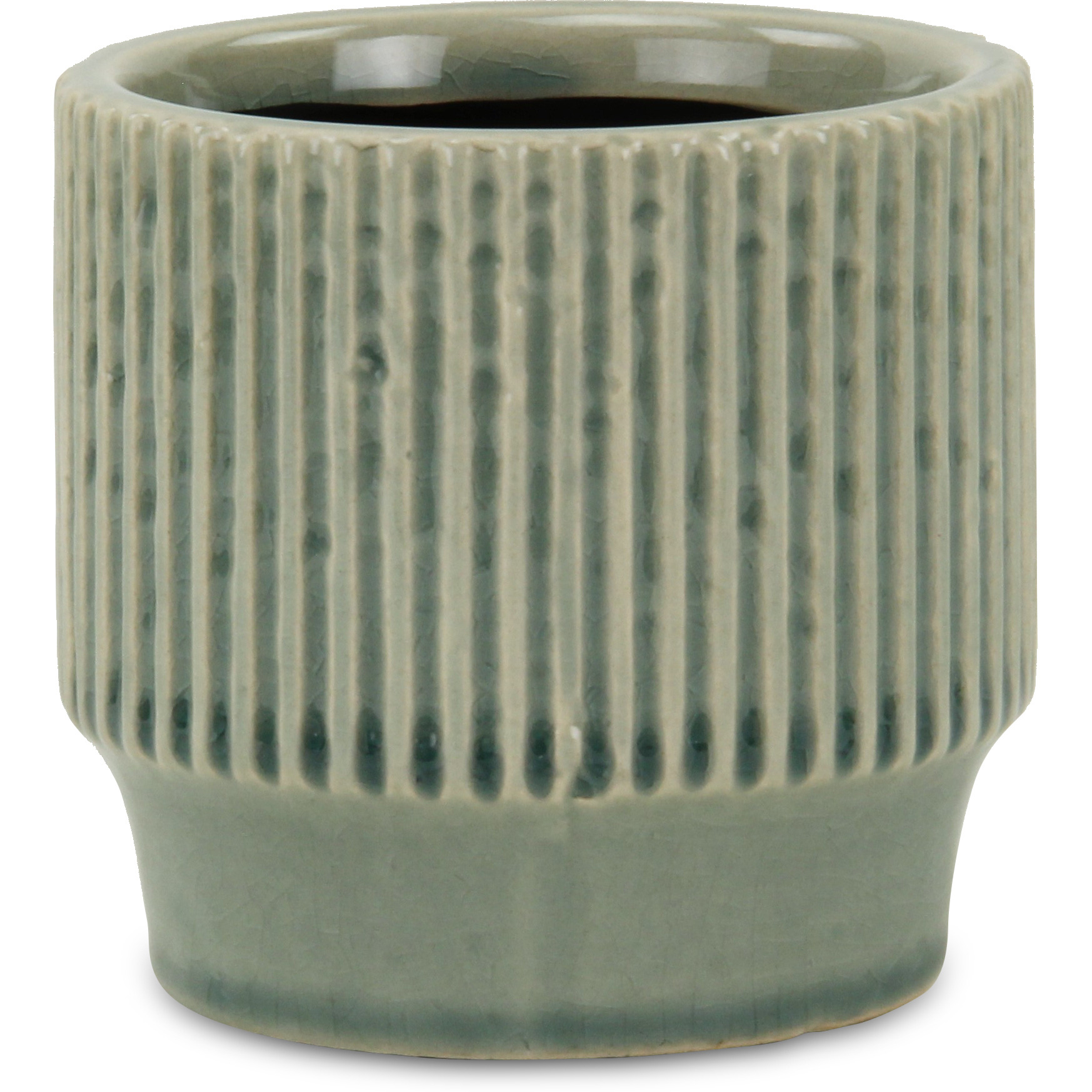 Green Ruffled Ridge Pot - Small