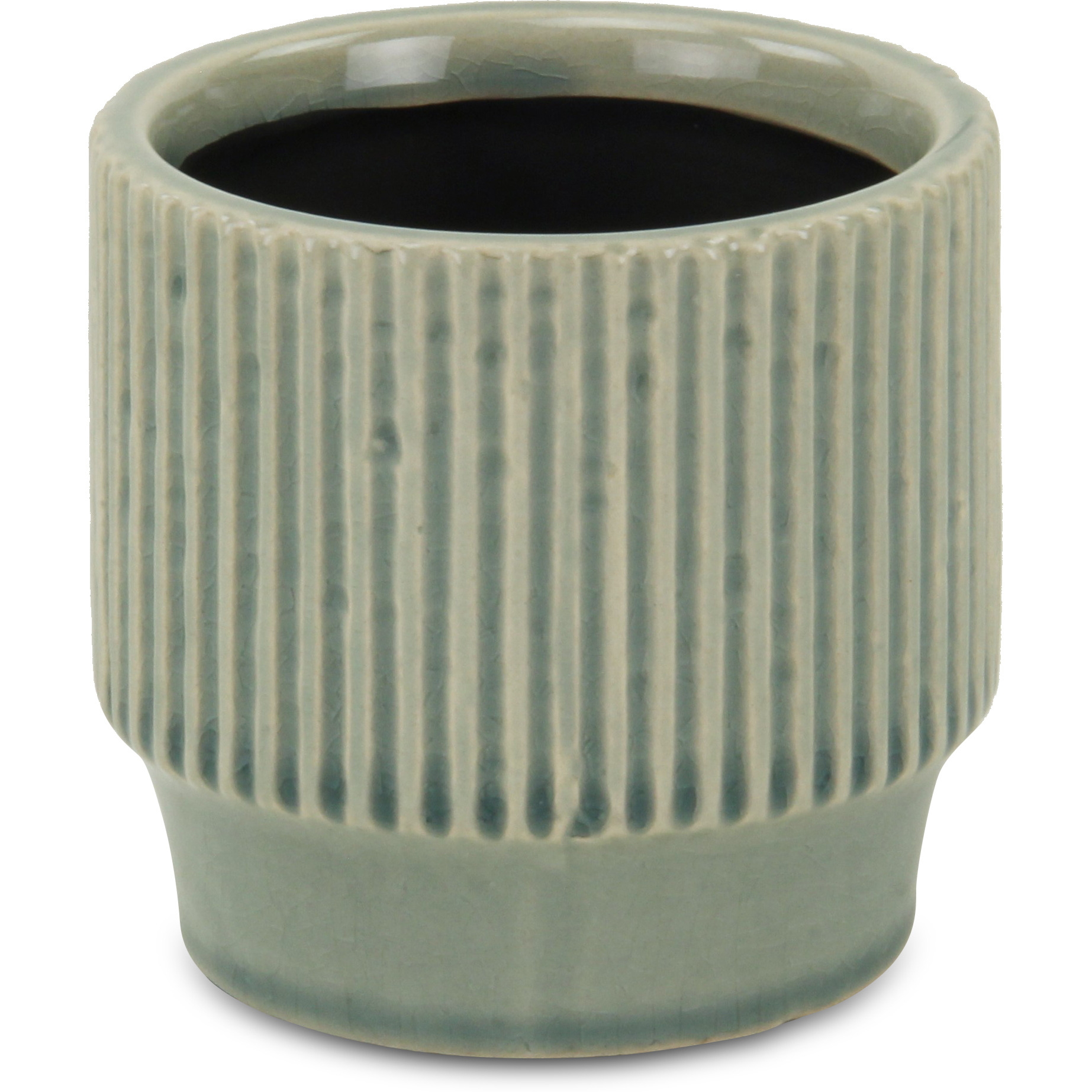 Green Ruffled Ridge Pot - Small