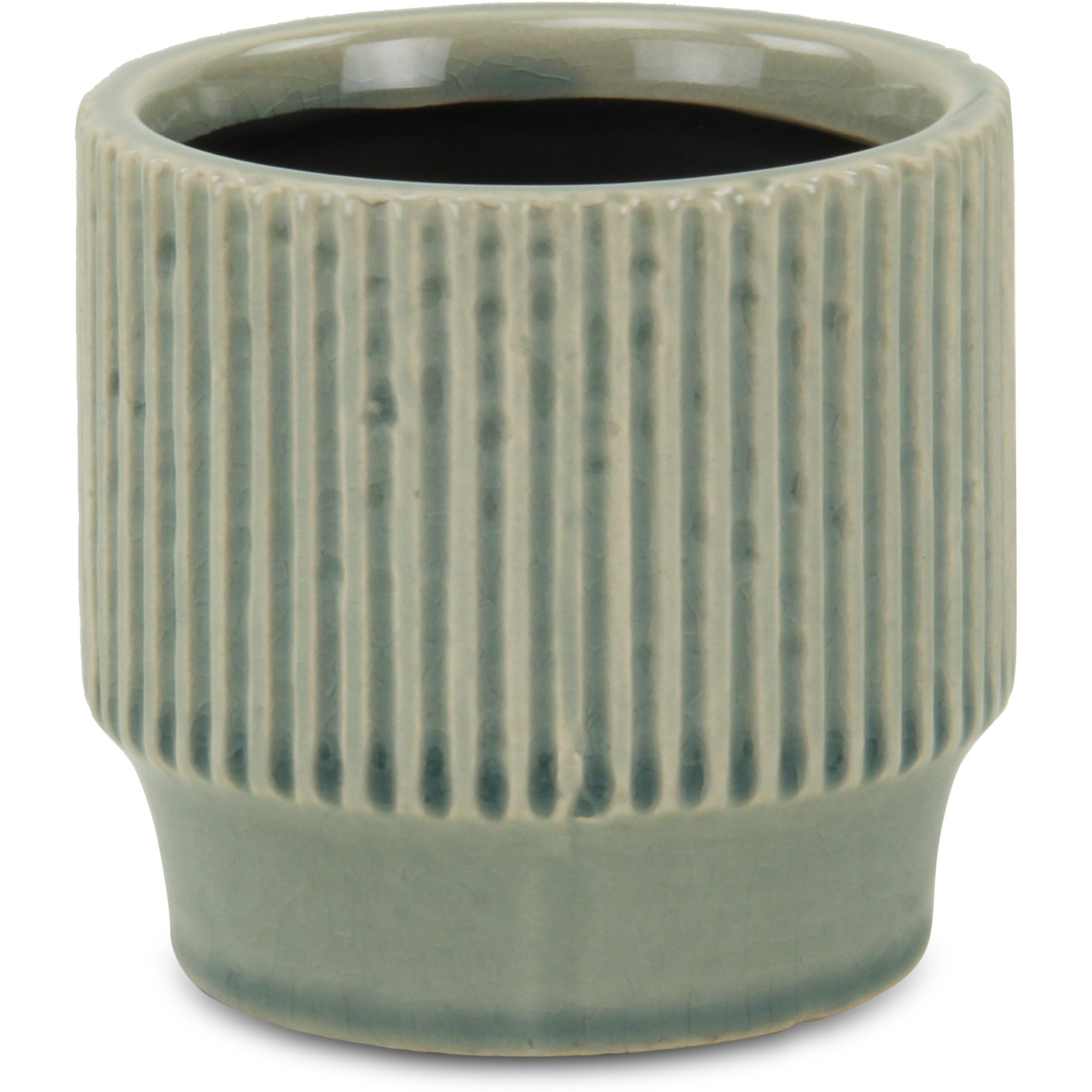 Green Ruffled Ridge Pot - Small