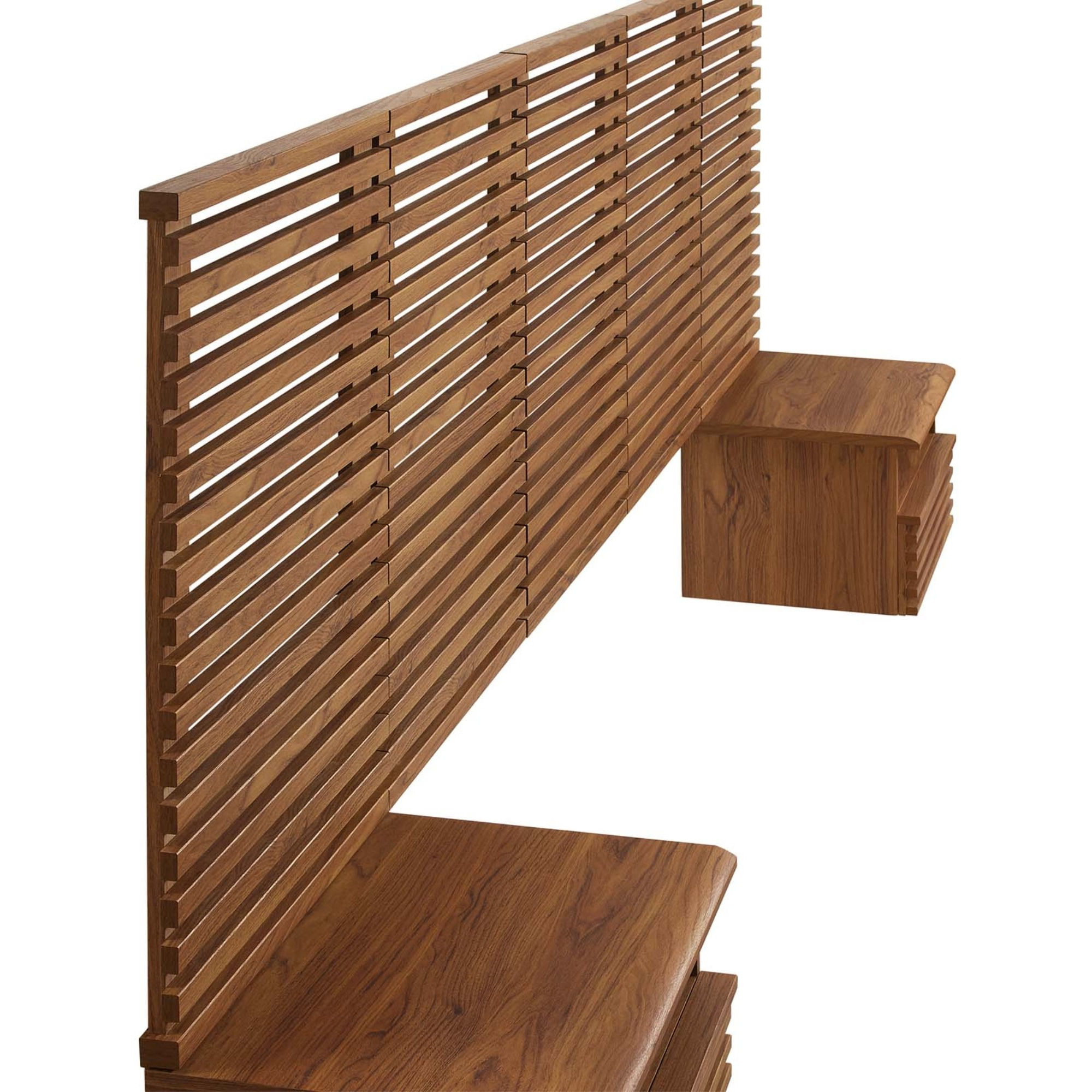 Render Wall Mount Queen Headboard and Modern Nightstands