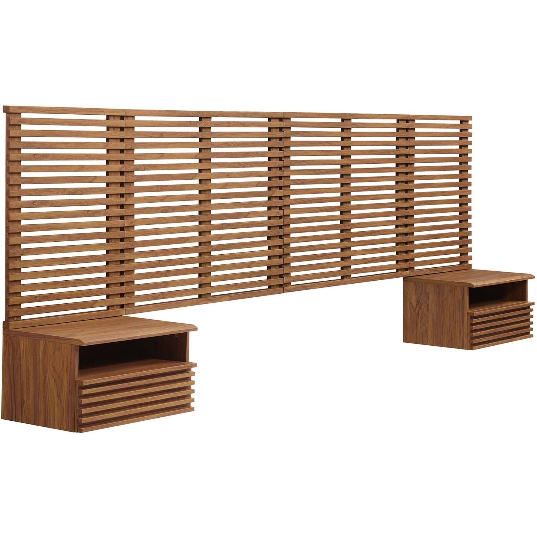 Render Wall Mount King Headboard and Modern Nightstands