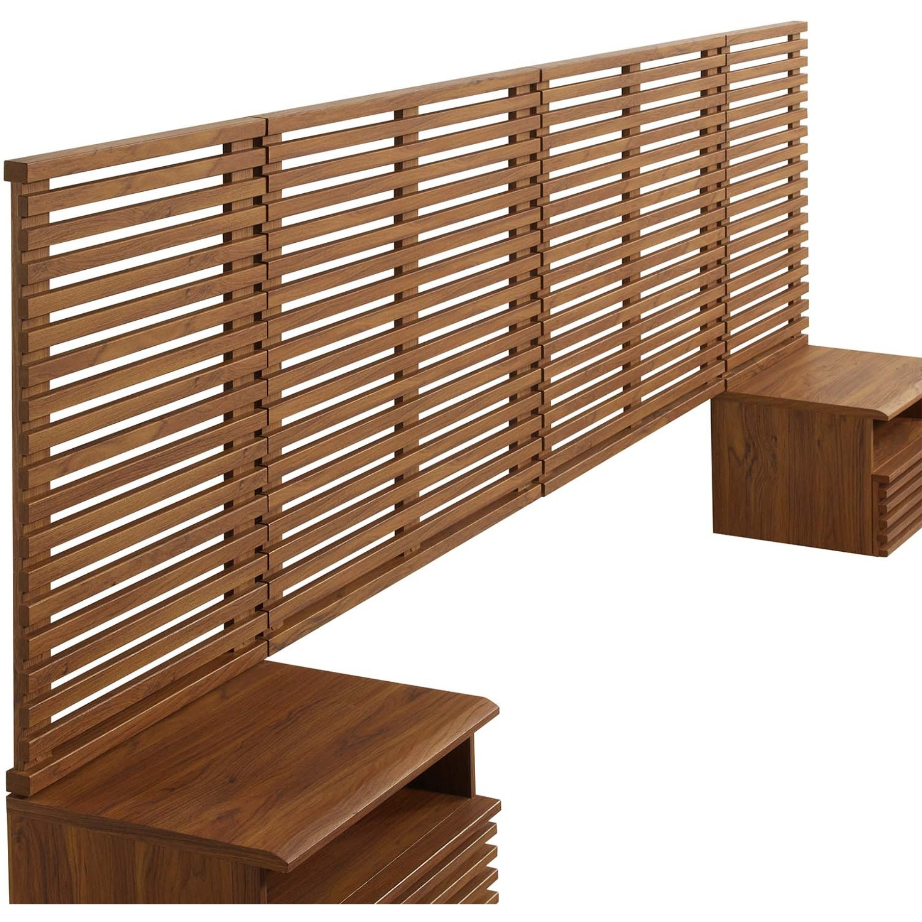 Render Wall Mount King Headboard and Modern Nightstands