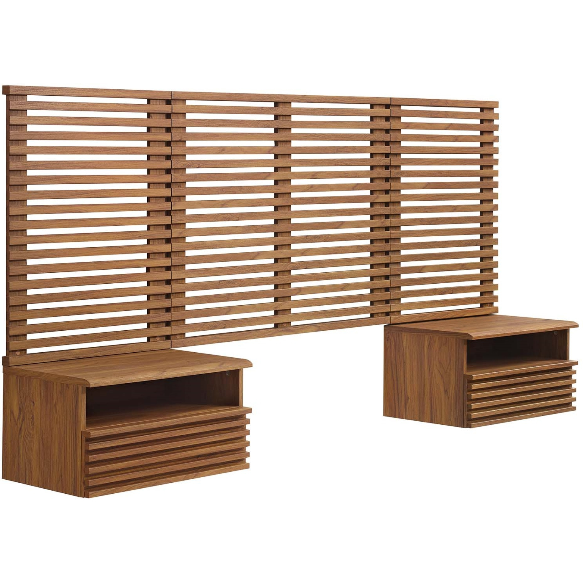 Render Wall Mount Twin Headboard and Modern Nightstands