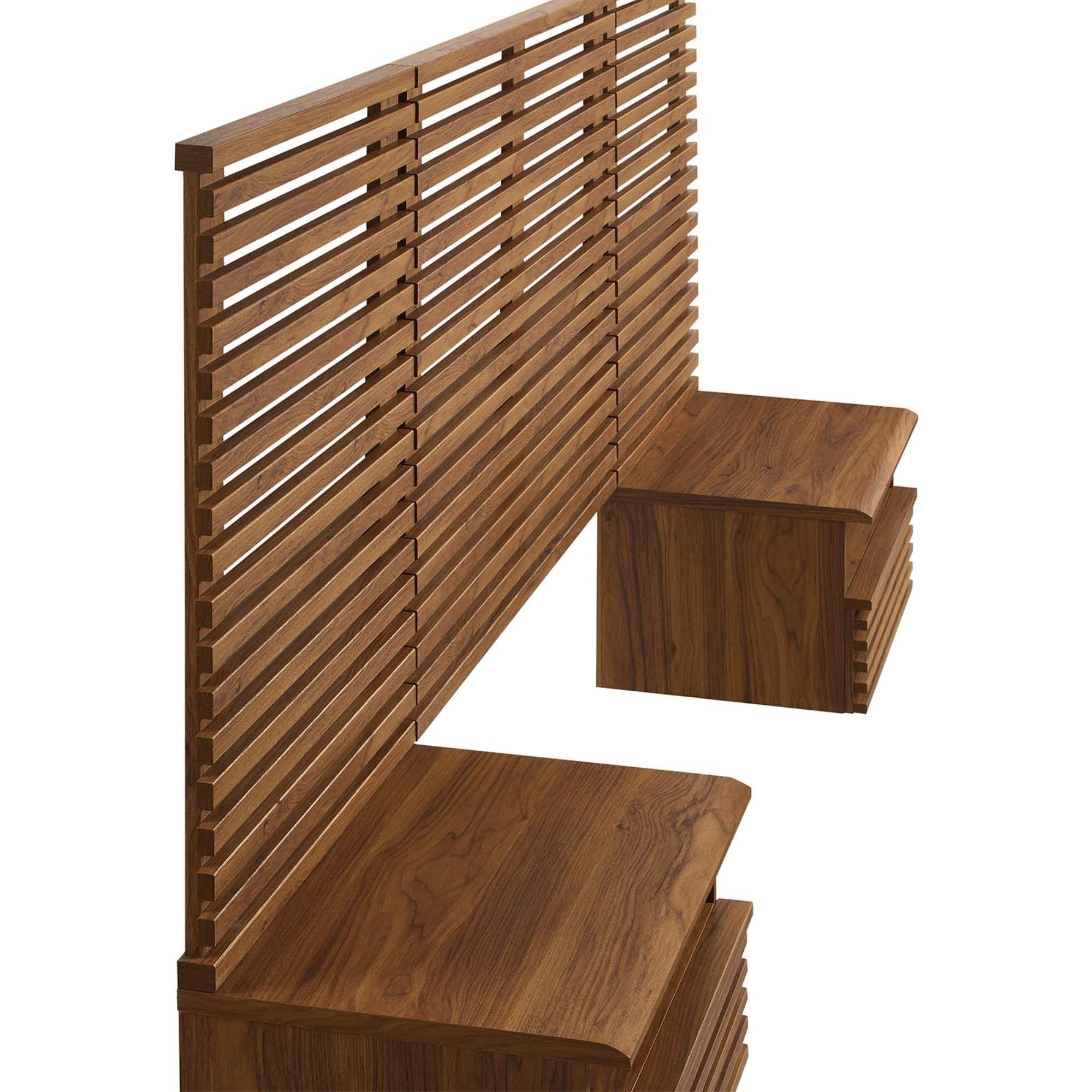 Render Wall Mount Twin Headboard and Modern Nightstands