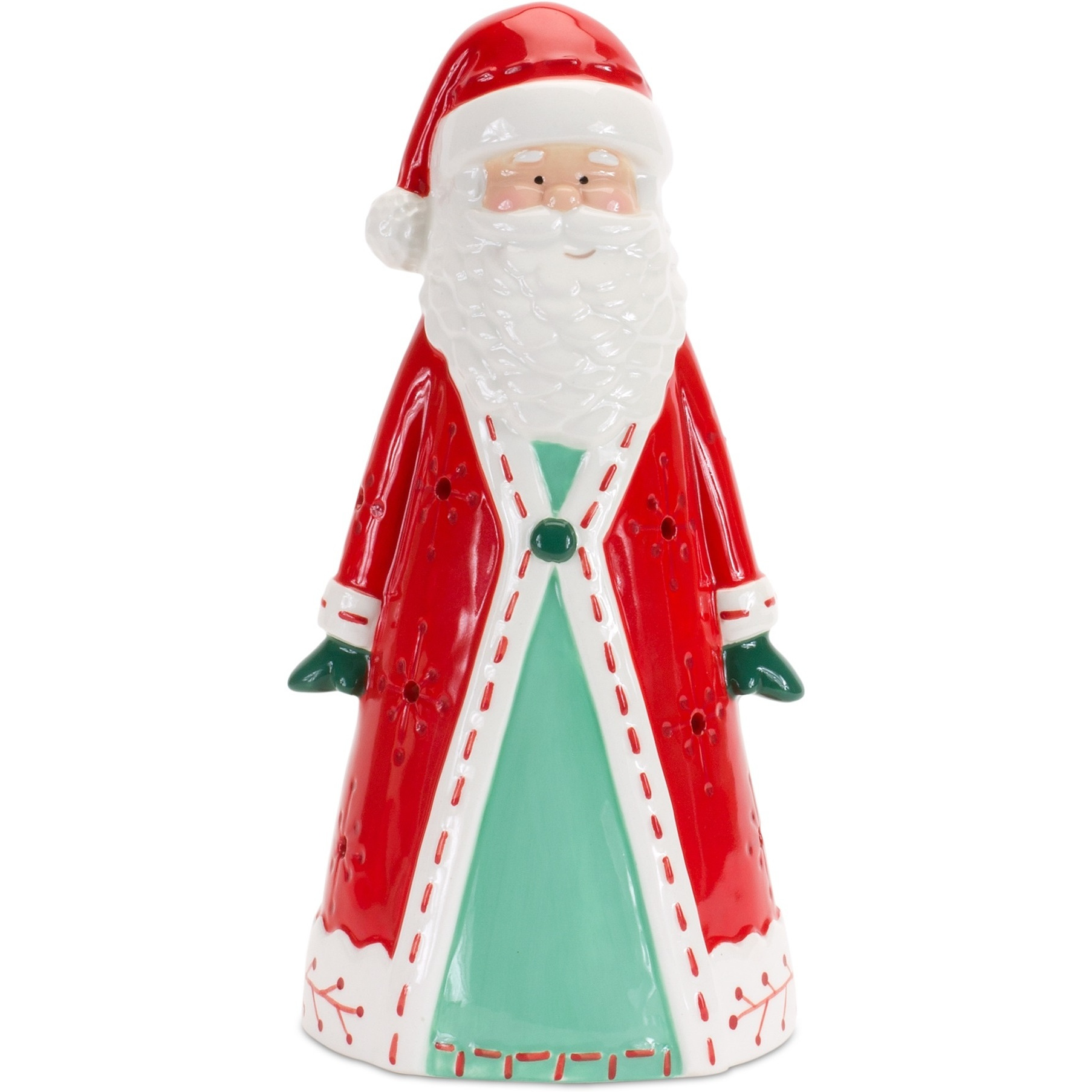 Ceramic Santa Tea Light Holder 10.25&quotH