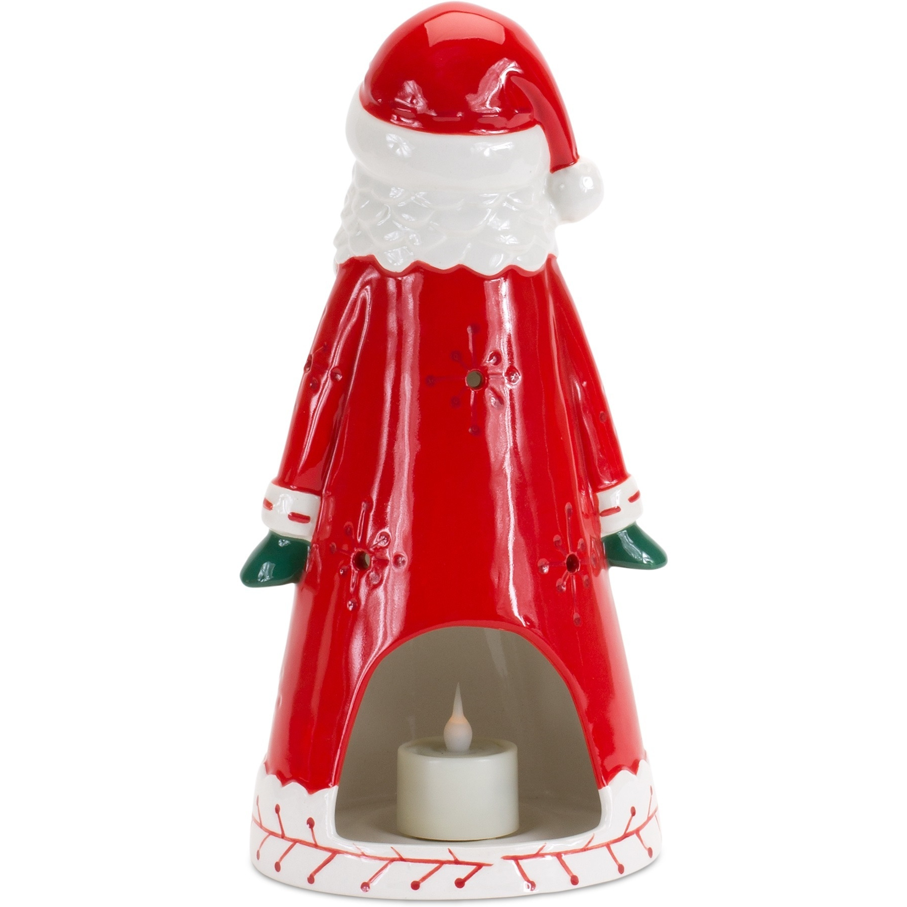 Ceramic Santa Tea Light Holder 10.25&quotH