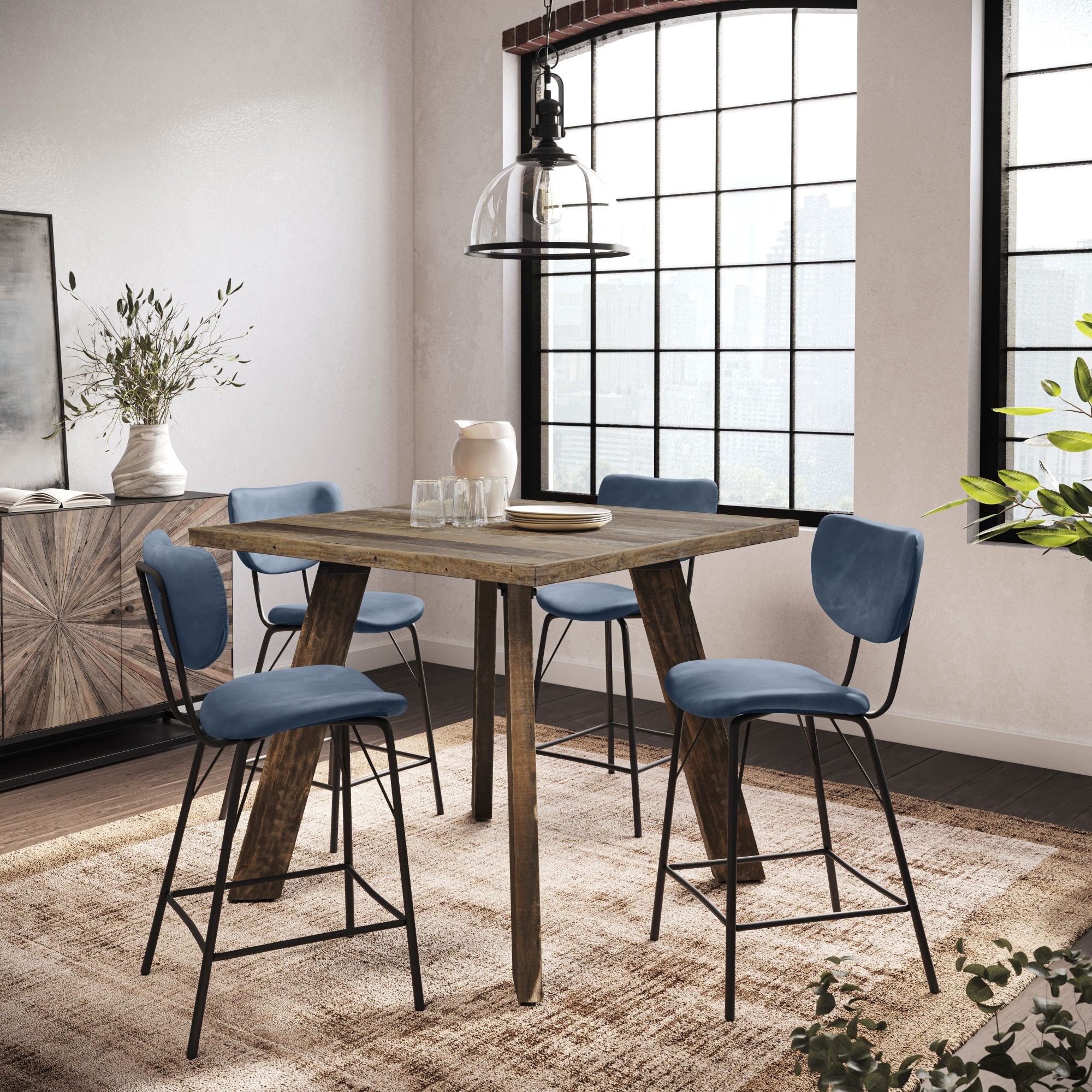Reclamation 42" Rustic Reclaimed Solid Wood Square Counter Height Dining Table