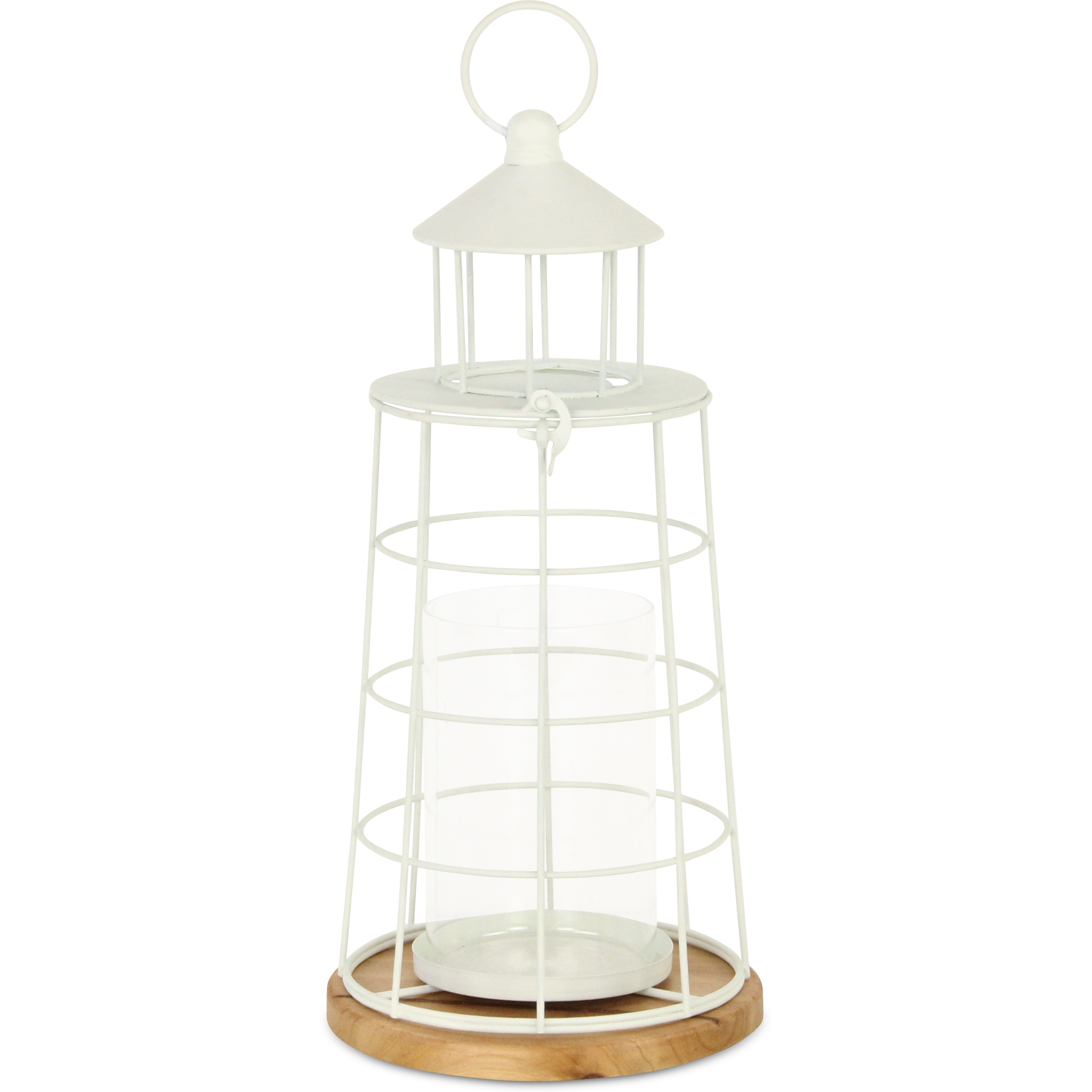 Caler White Lighthouse Styled Metal Lantern - Large