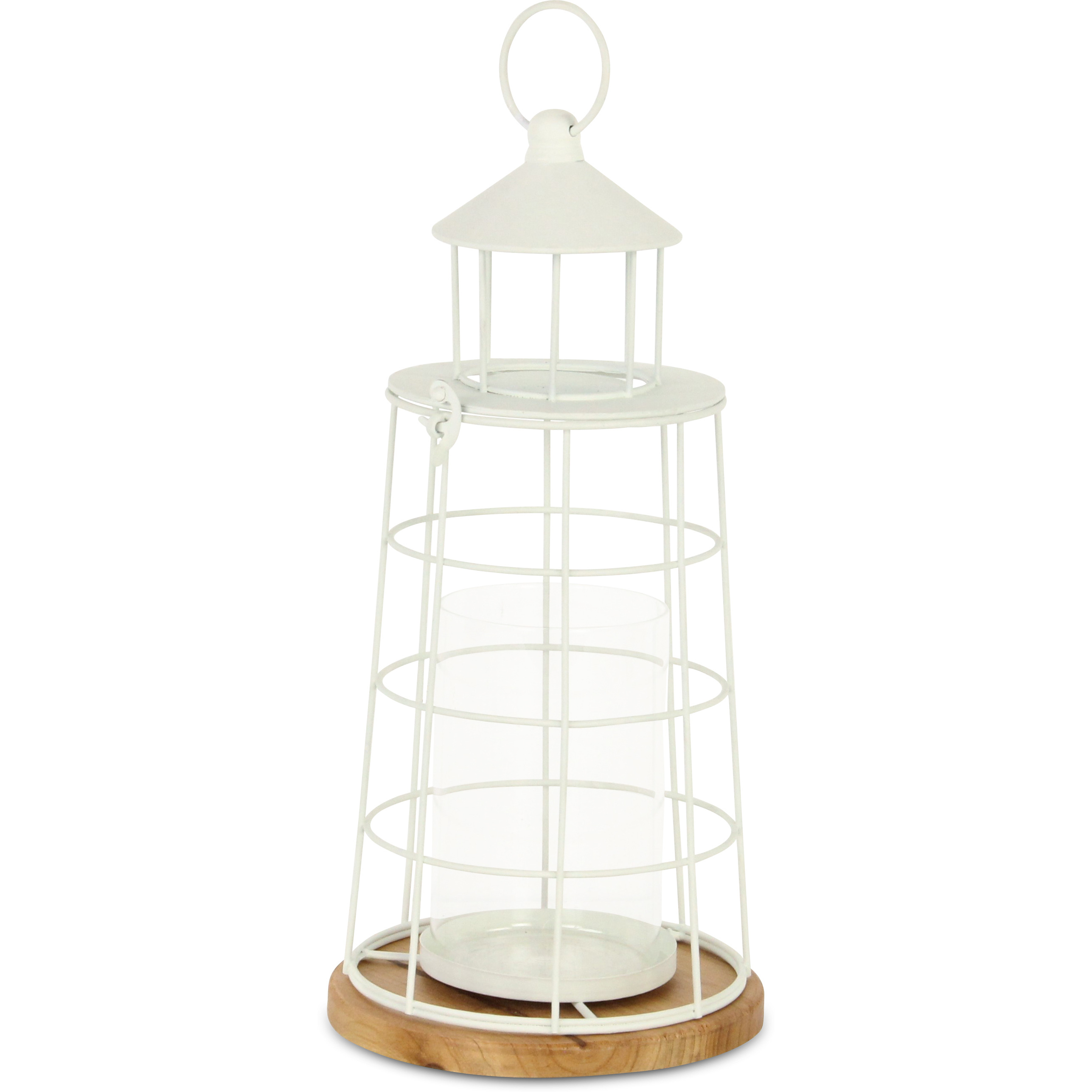 Caler White Lighthouse Styled Metal Lantern - Large