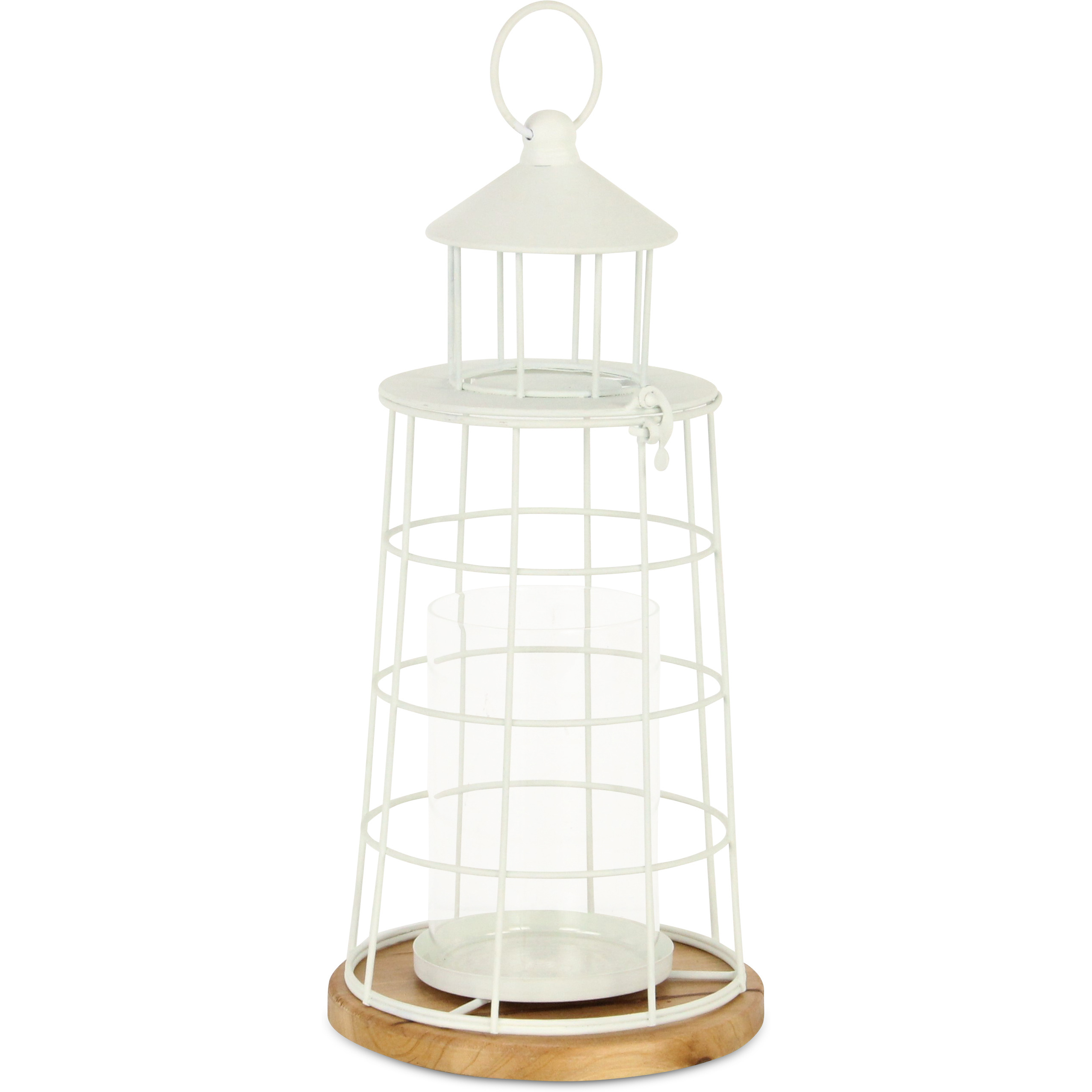 Caler White Lighthouse Styled Metal Lantern - Large