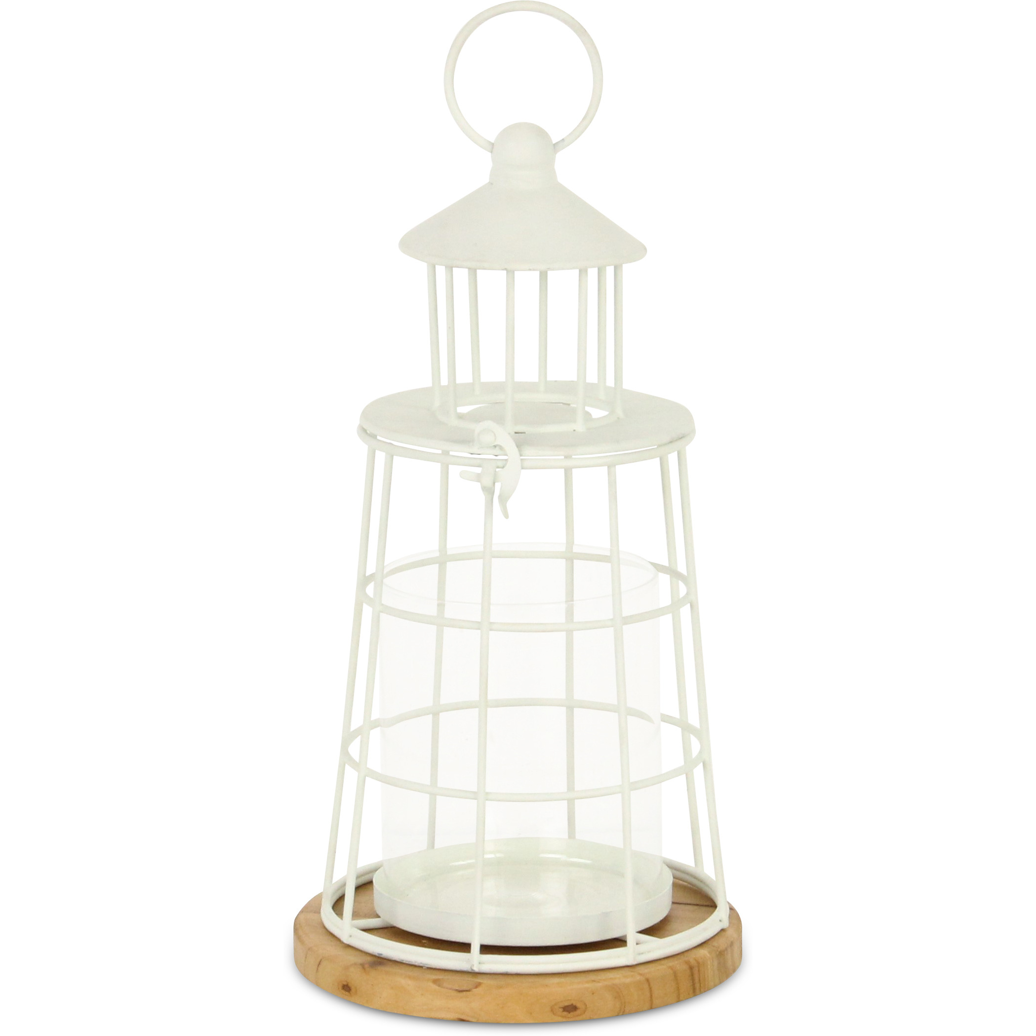 Caler White Lighthouse Styled Metal Lantern - Small