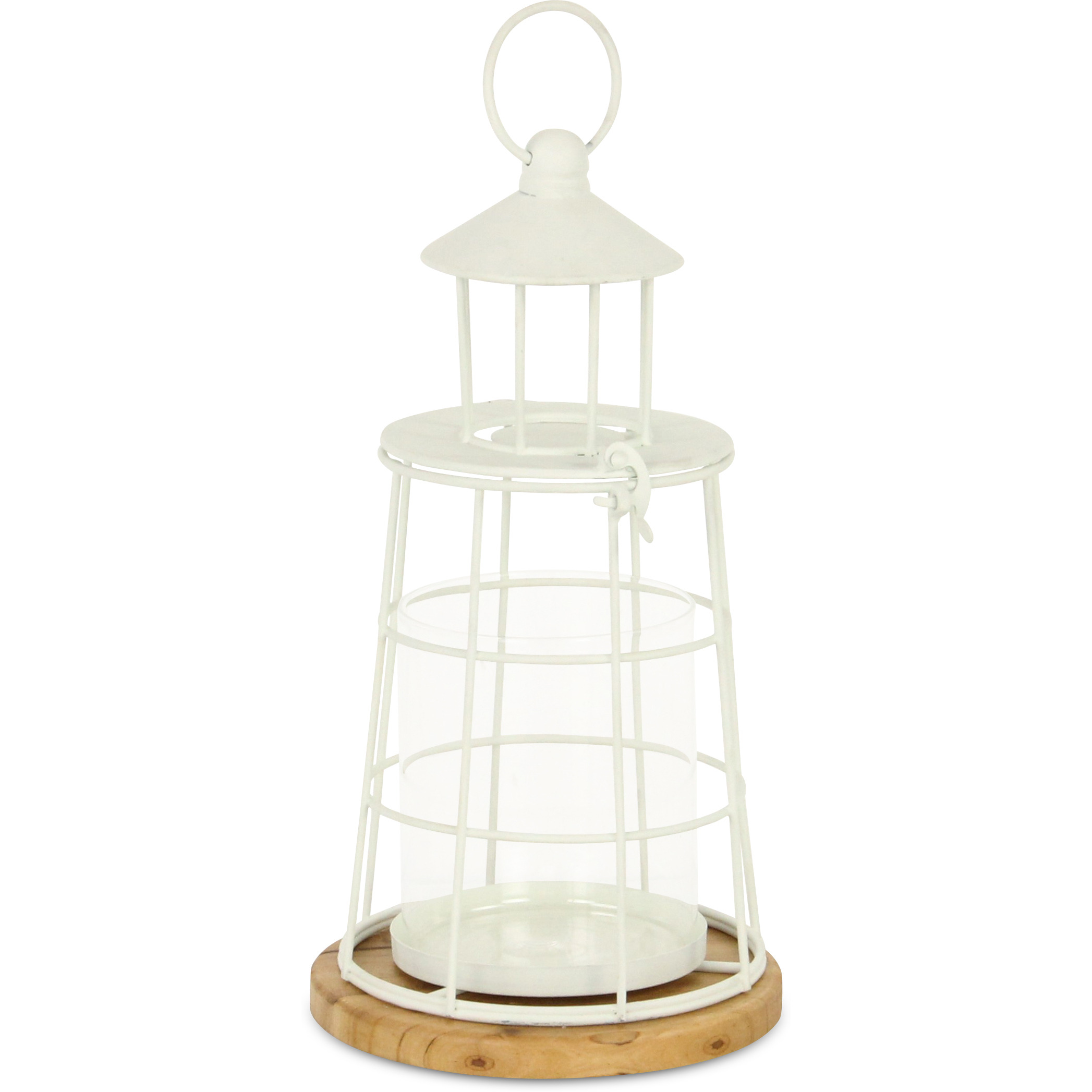 Caler White Lighthouse Styled Metal Lantern - Small