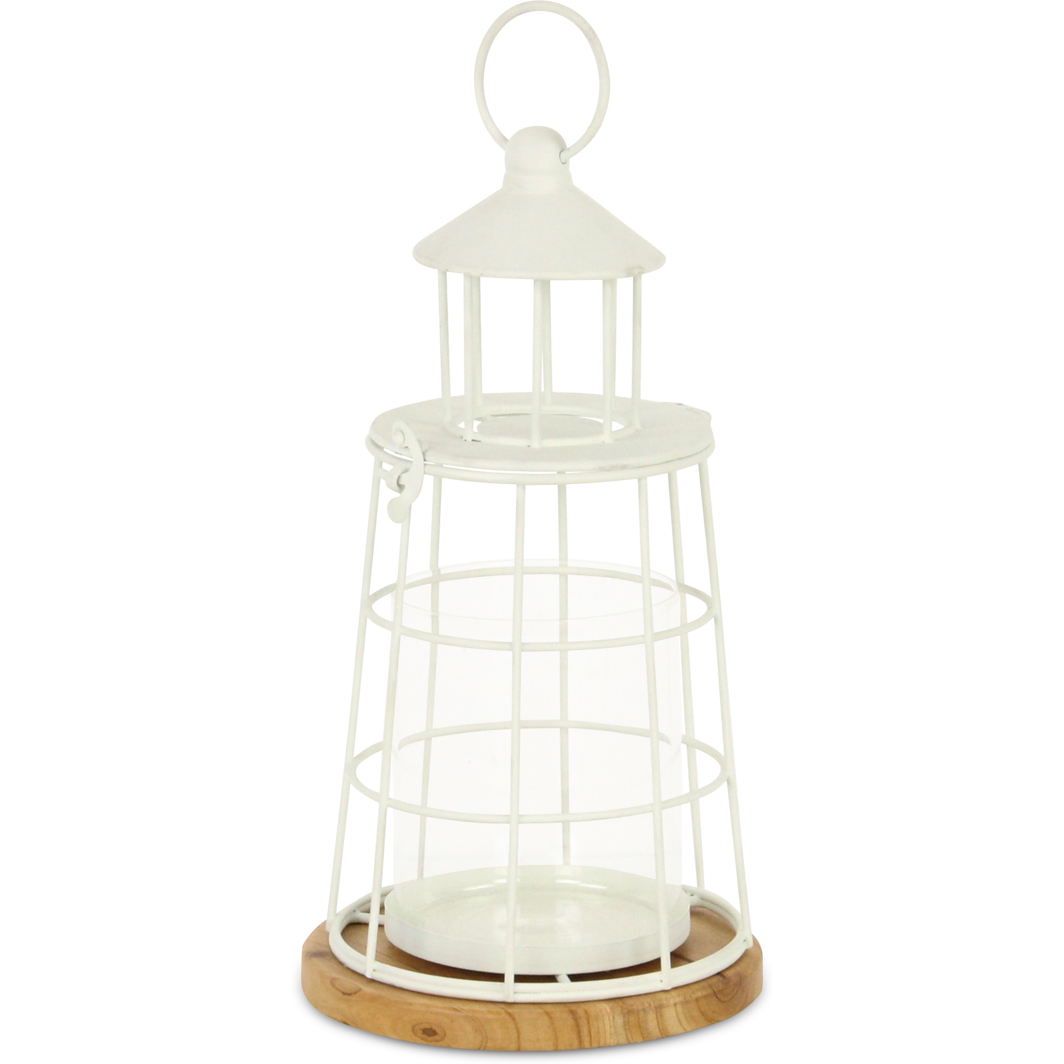 Caler White Lighthouse Styled Metal Lantern - Small
