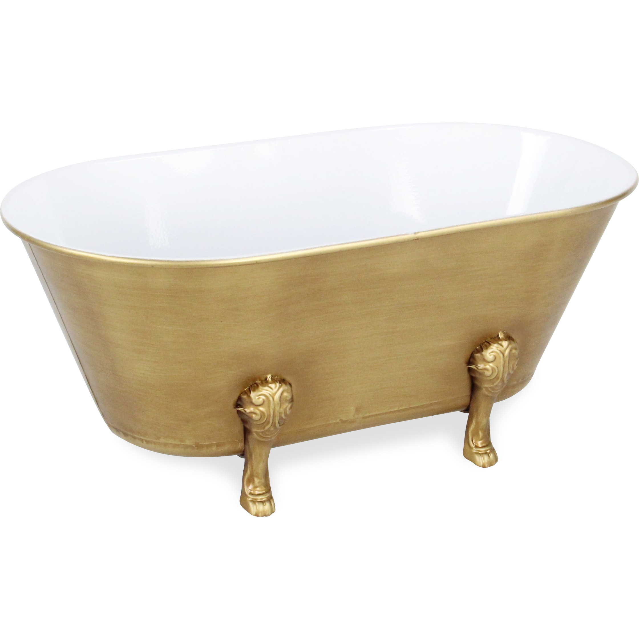Lavande Small Golden Metal Tub Decor