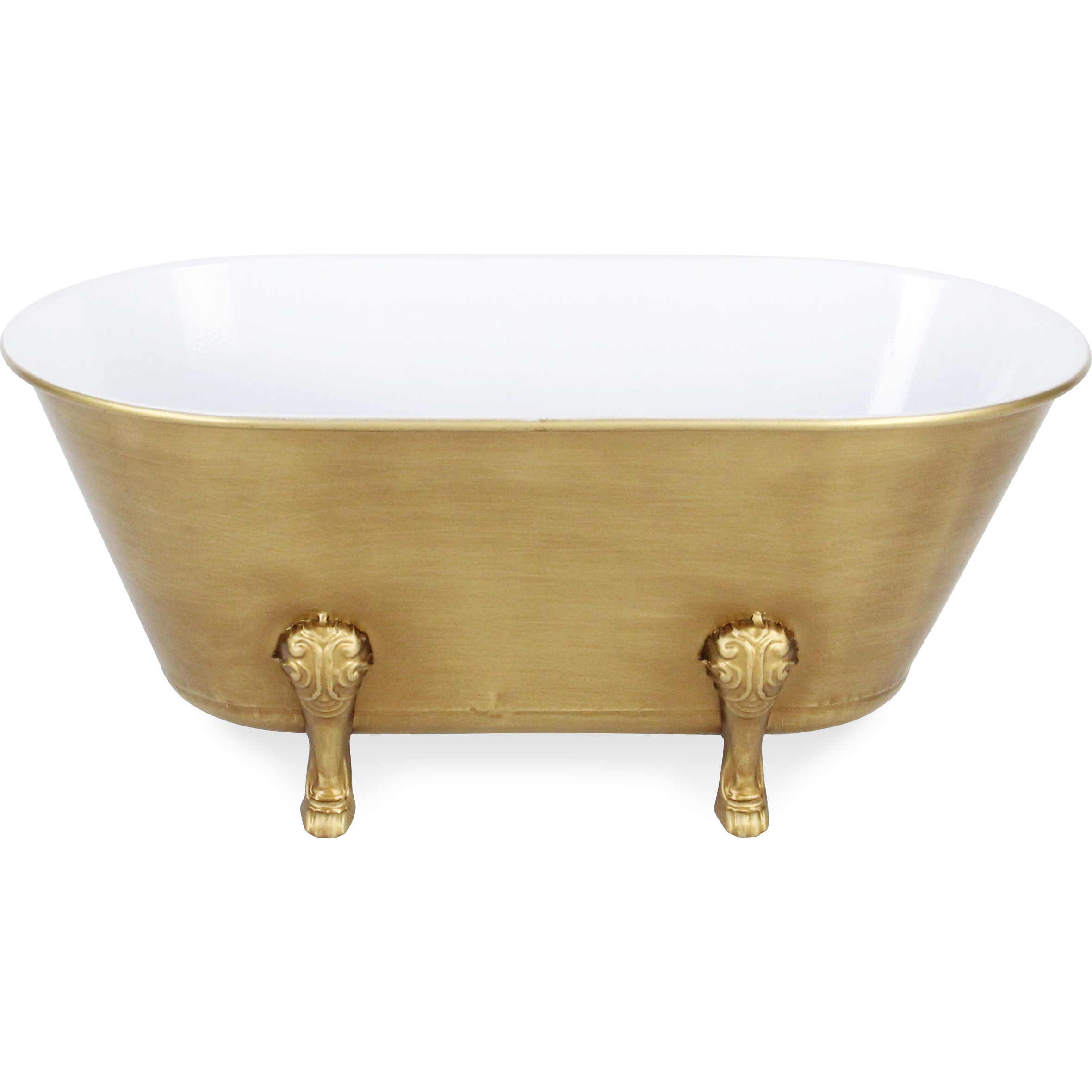 Lavande Small Golden Metal Tub Decor