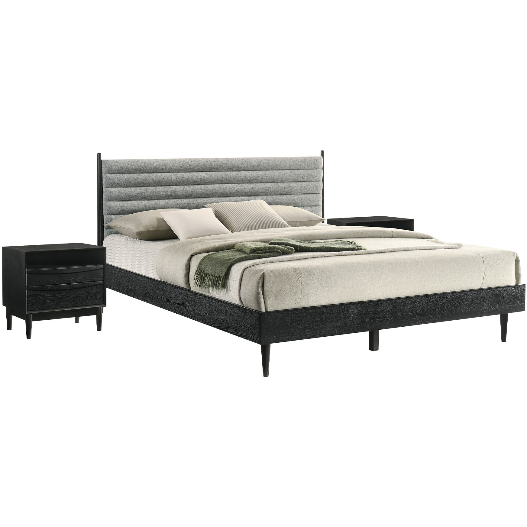 Artemio King 3 Piece Wood Bedroom Set in Black Finish