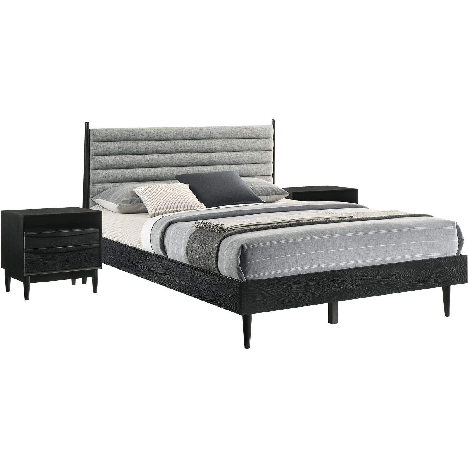 Artemio Queen 3 Piece Wood Bedroom Set in Black Finish