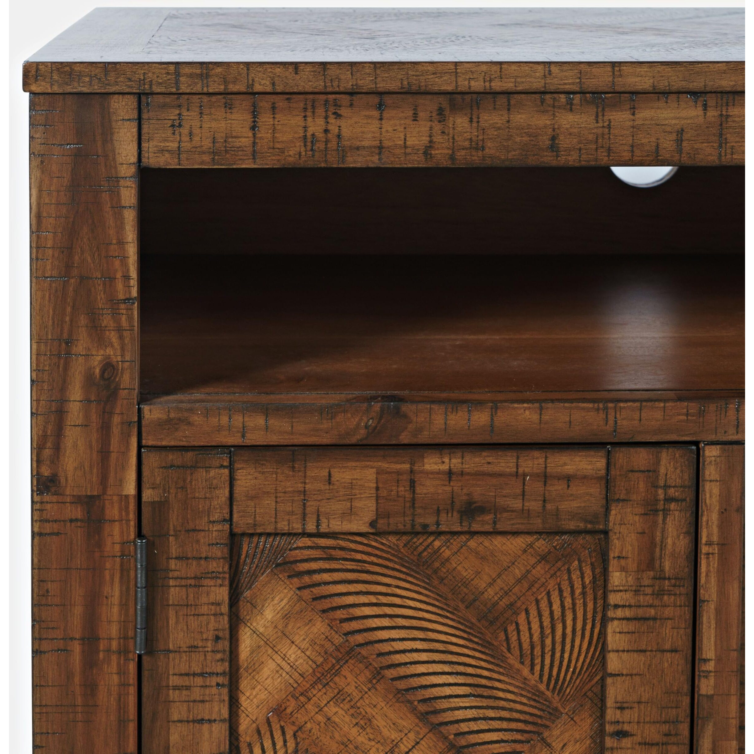 Fairview Modern Transitional 60" Chevron Fireplace Storage Console TV Stand with Electric Fireplace