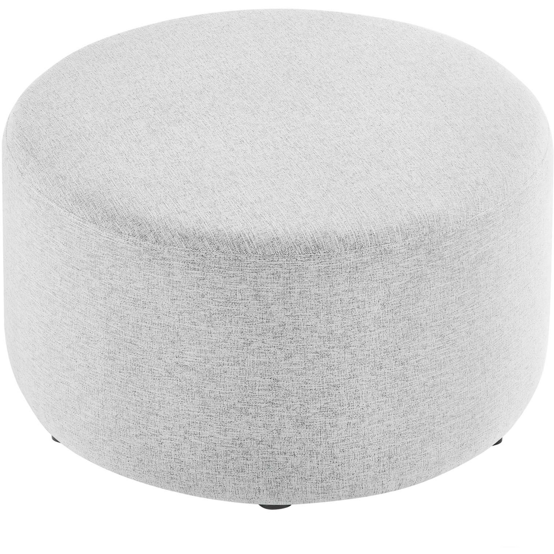 Callum Large 29" Round Woven Heathered Fabric Upholstered Ottoman