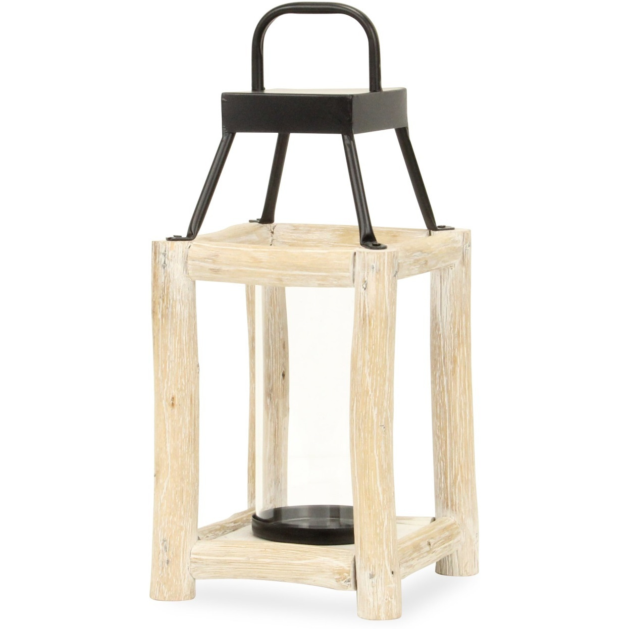 Bexley White Toned Wooden Bar Decor Lantern - Small