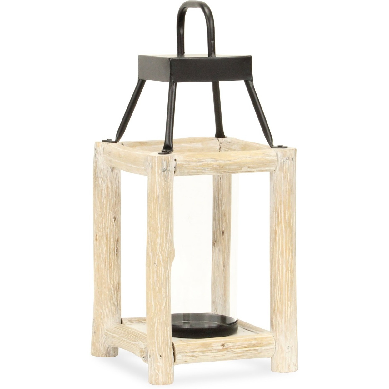 Bexley White Toned Wooden Bar Decor Lantern - Small