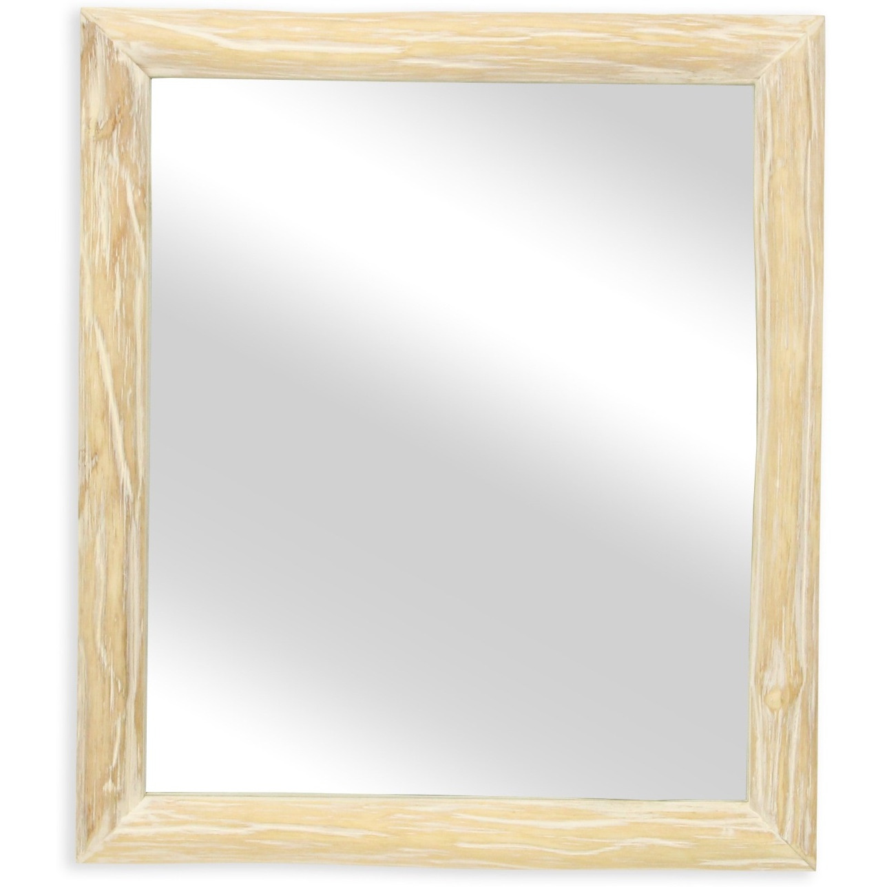 Emmalora Painted Natural Wood Bar Framed Mirror - Whitewash