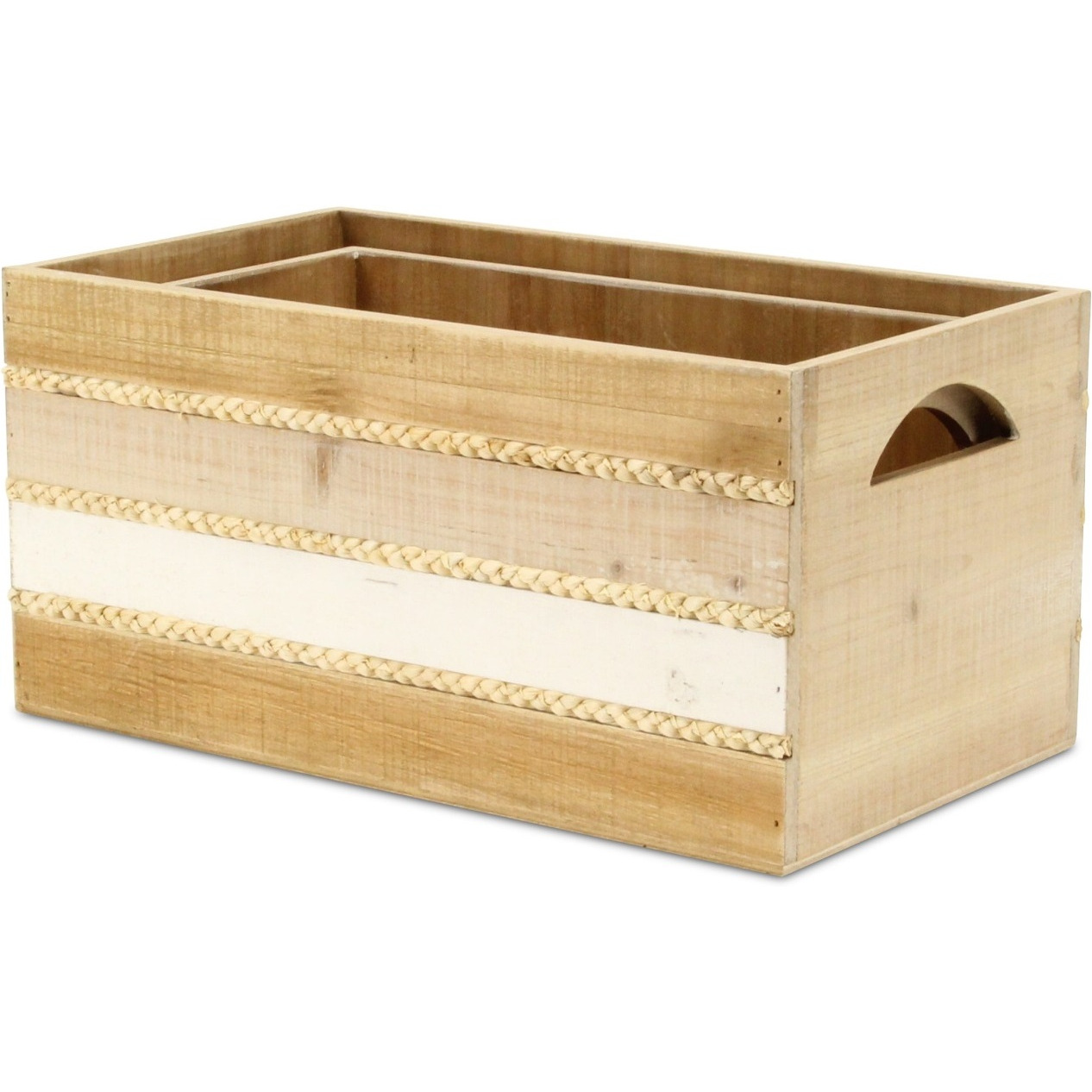 Amabel Set of 2 Tri-Color Wood Crate Set with Hyacinth Accents