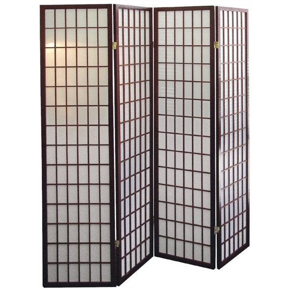 Ore International R566-4 4-Panel Room Divider - Cherry