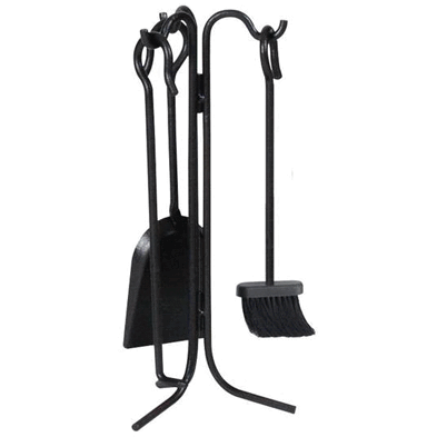 Panacea 15041 Black Fireplace Tool Set- 4 Piece