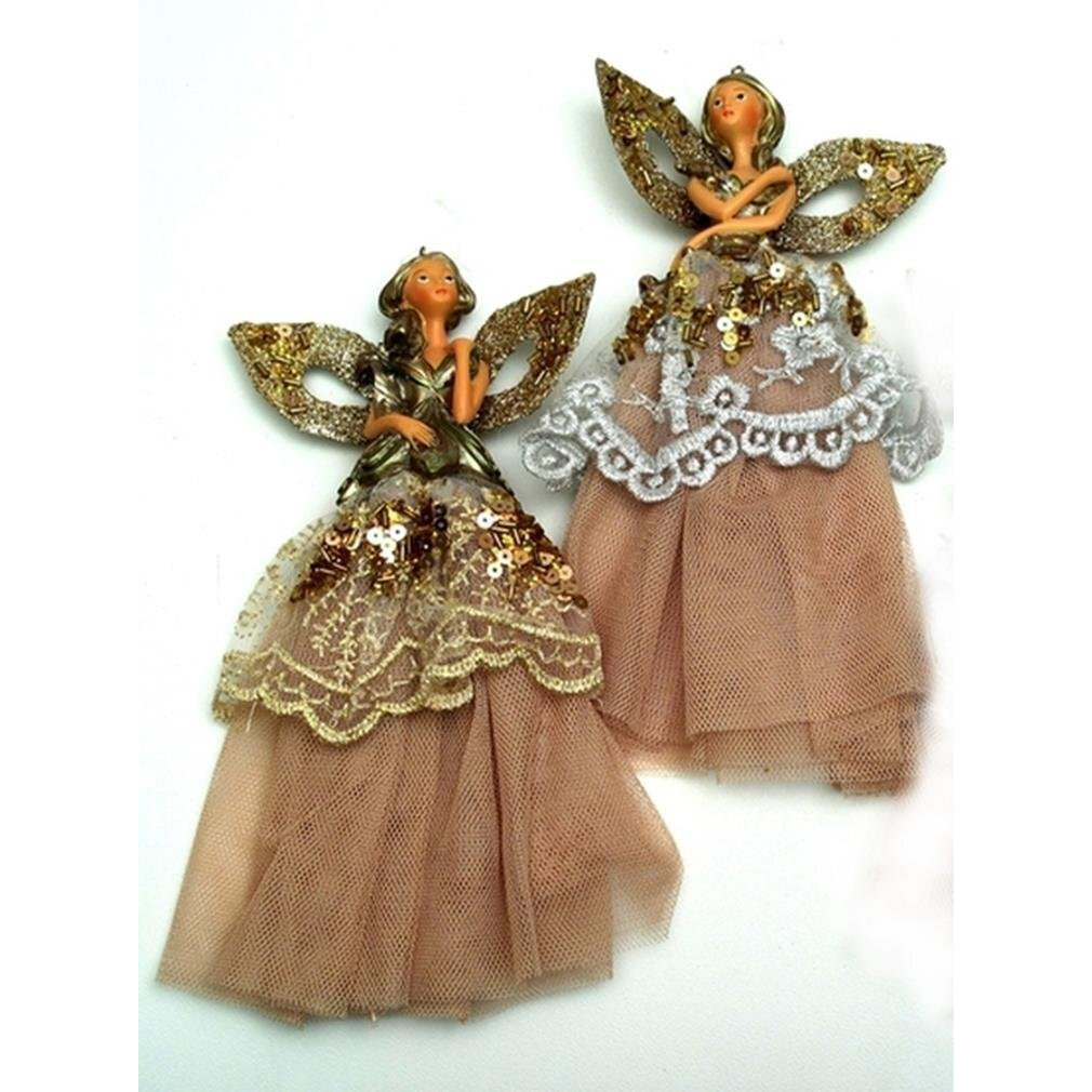 Elegant Lady with Gold Skirt Ornaments Set of Two