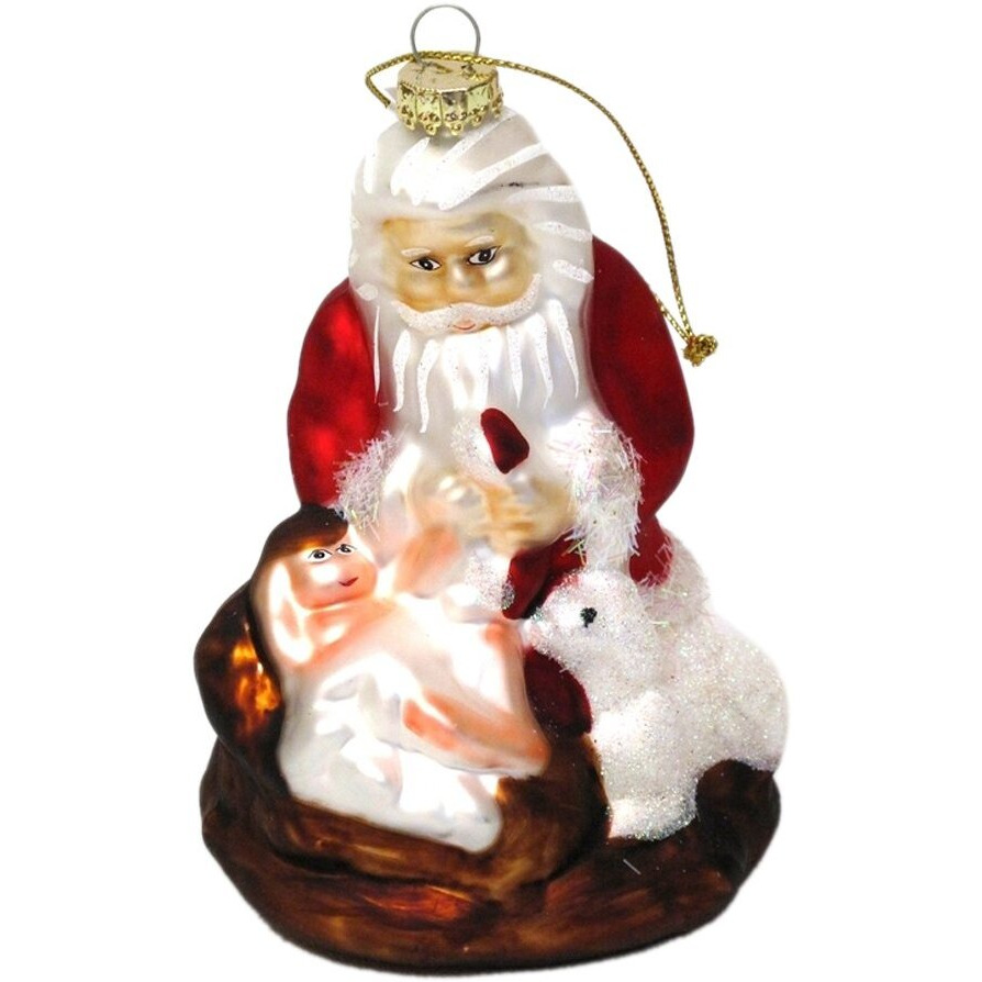 Roman Molded Glass Kneeling Santa Ornament