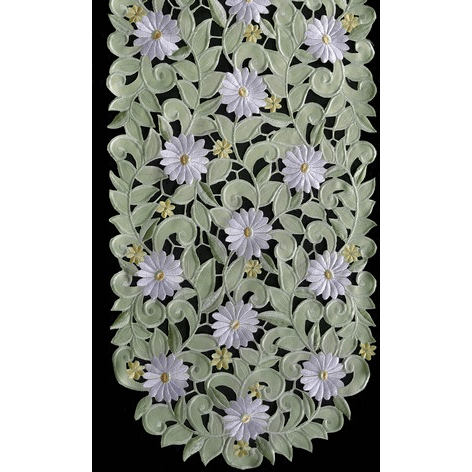 Sinobrite H7667-G Green Daisy Oval Runner- 16 x 54 in.