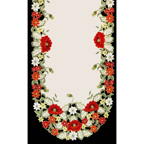 Sinobrite H0775 Red Poppy Oval Runner- 14 x 28 in.