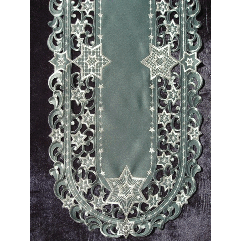Sinobrite H9100-G Gold Star on Green Oval Placemat- 12 x 18 in.