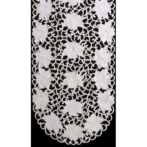 Sinobrite H7292 Cream Rose Oval Runner- 16 x 45 in.