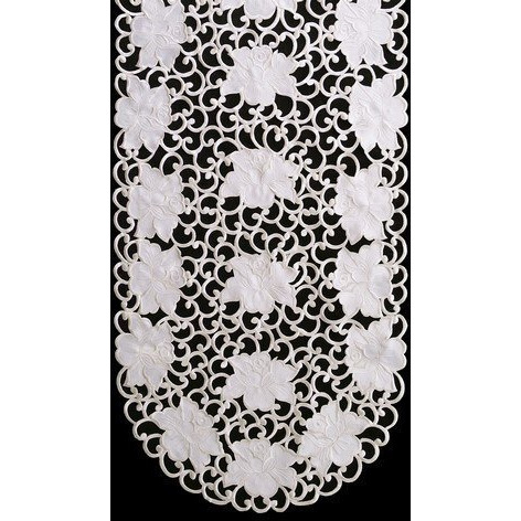 Sinobrite H7292 Cream Rose Oval Runner- 16 x 45 in.