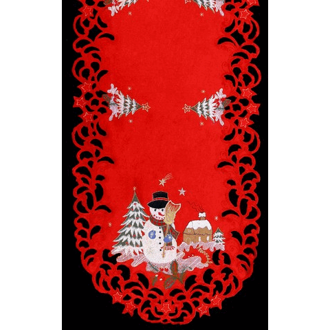 Sinobrite H8508 Snowman Oblong Table Cloth- 68 x 126 in.