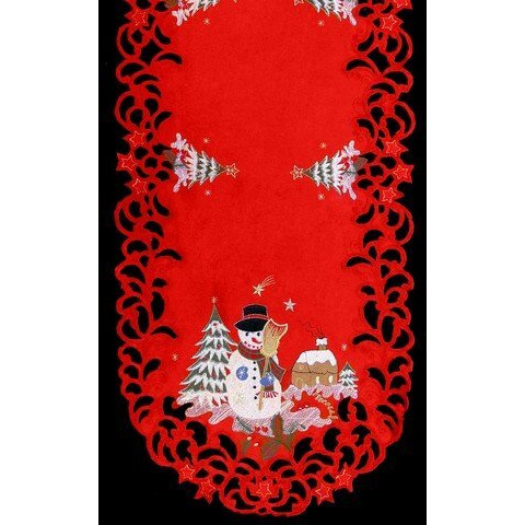 Sinobrite H8508 Snowman Oblong Table Cloth- 68 x 126 in.