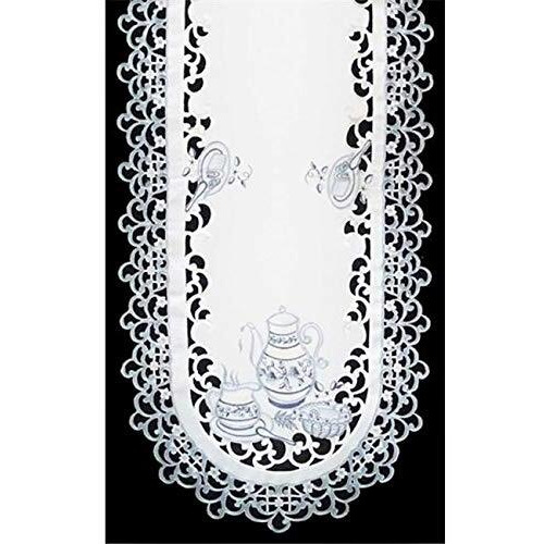 Sinobrite H8513 Delft Blue Tea Oblong Table Cloth- 52 x 71 in.