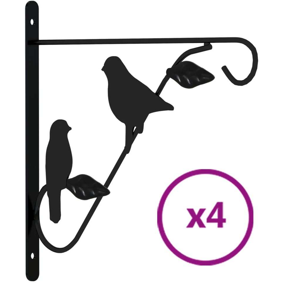 vidaXL Hanging Basket Brackets 4 pcs Black Steel