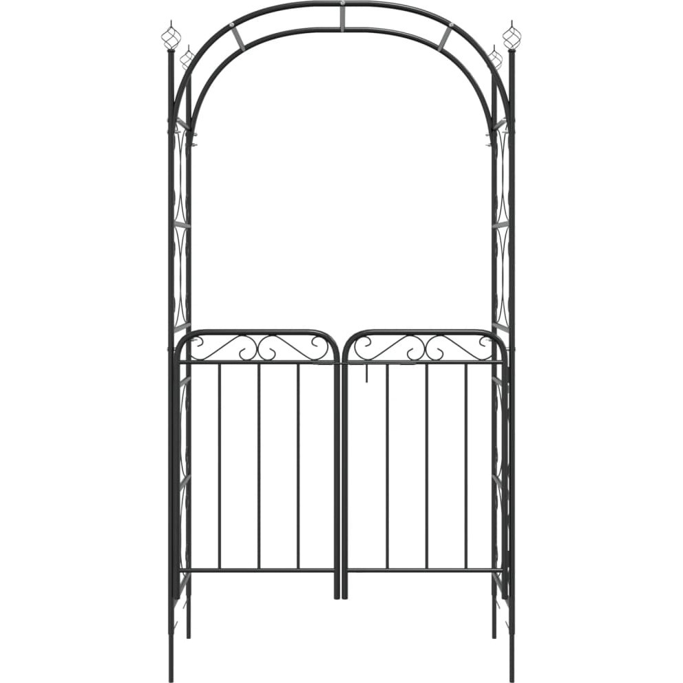 vidaXL Garden Arch with Gate Black 42.5x17.7x92.5 Steel