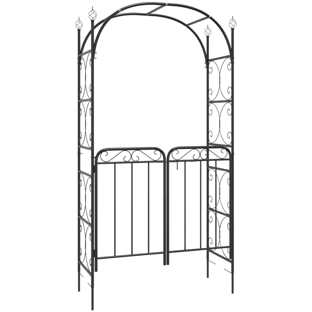 vidaXL Garden Arch with Gate Black 42.5x17.7x92.5 Steel