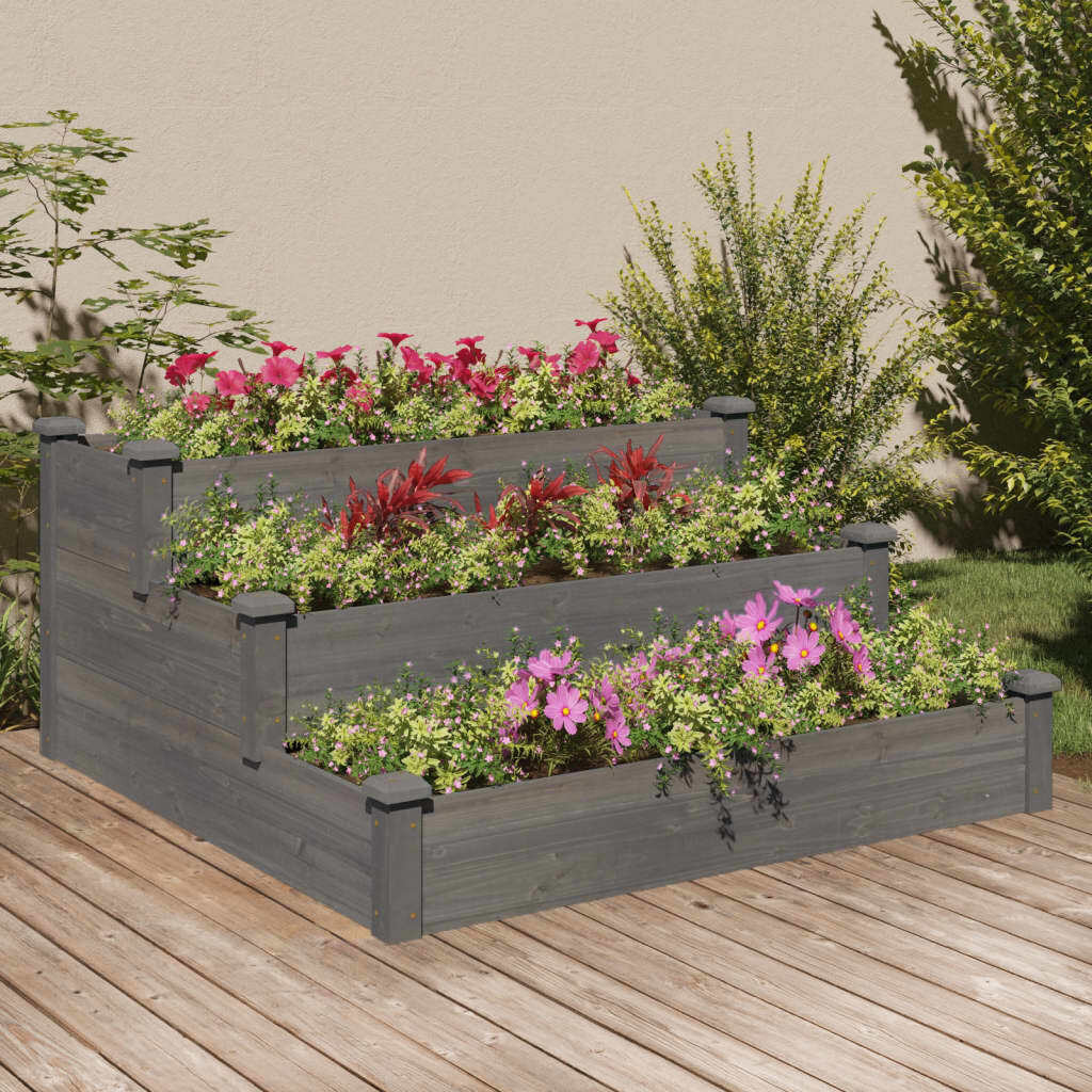 vidaXL Garden Raised Bed Gray 47.2x47.2x22 Solid Wood Fir
