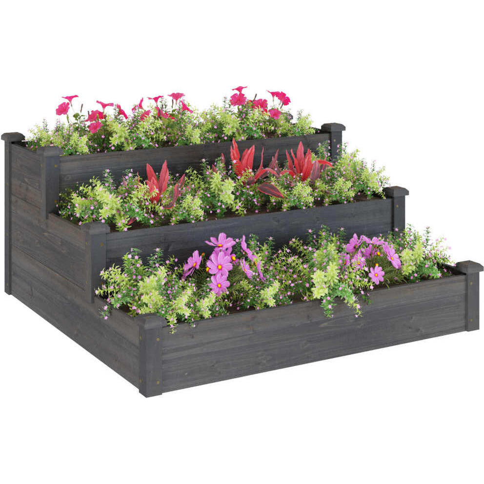 vidaXL Garden Raised Bed Gray 47.2x47.2x22 Solid Wood Fir