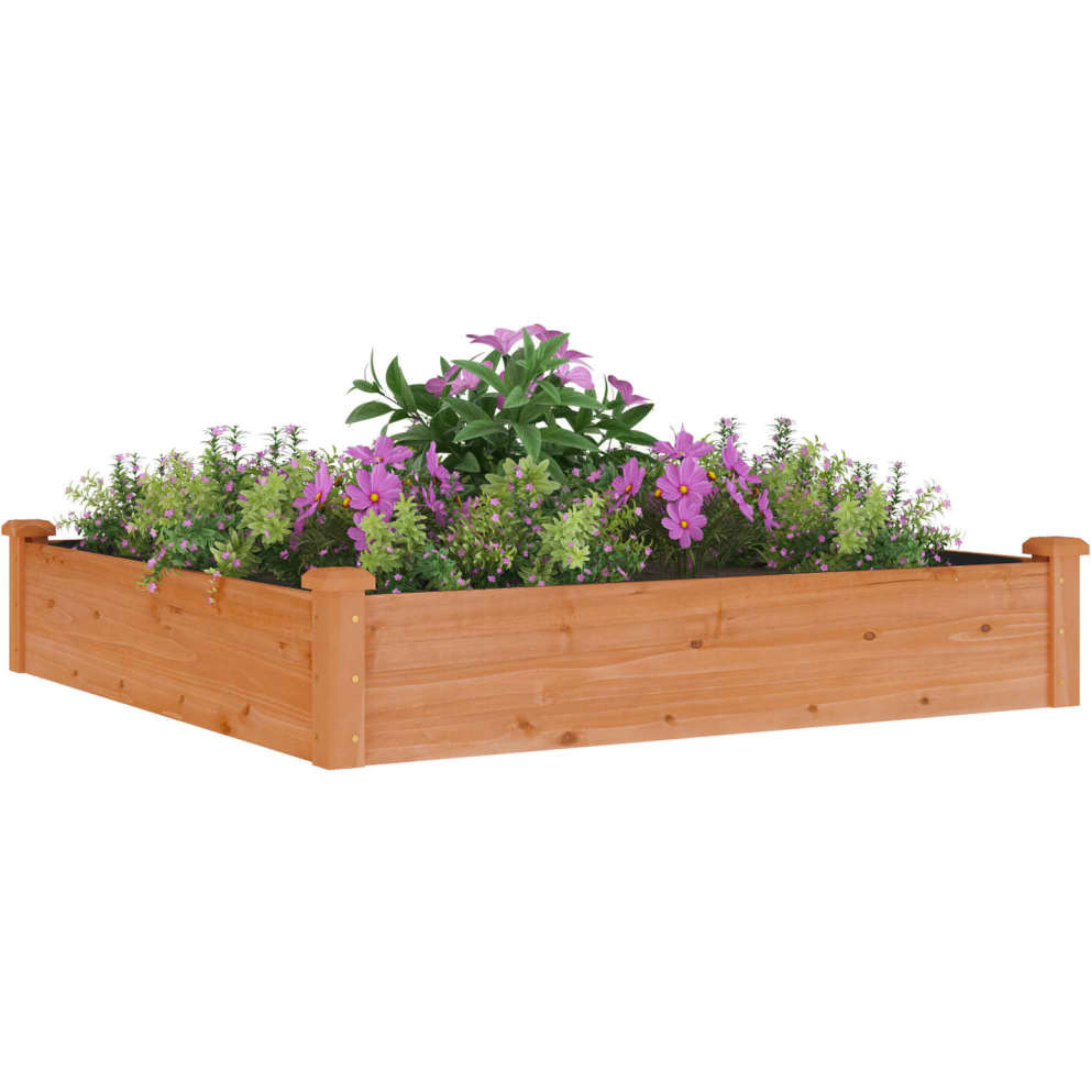 vidaXL Garden Raised Bed with Liner Brown 47.2x47.2x9.8 Solid Wood Fir