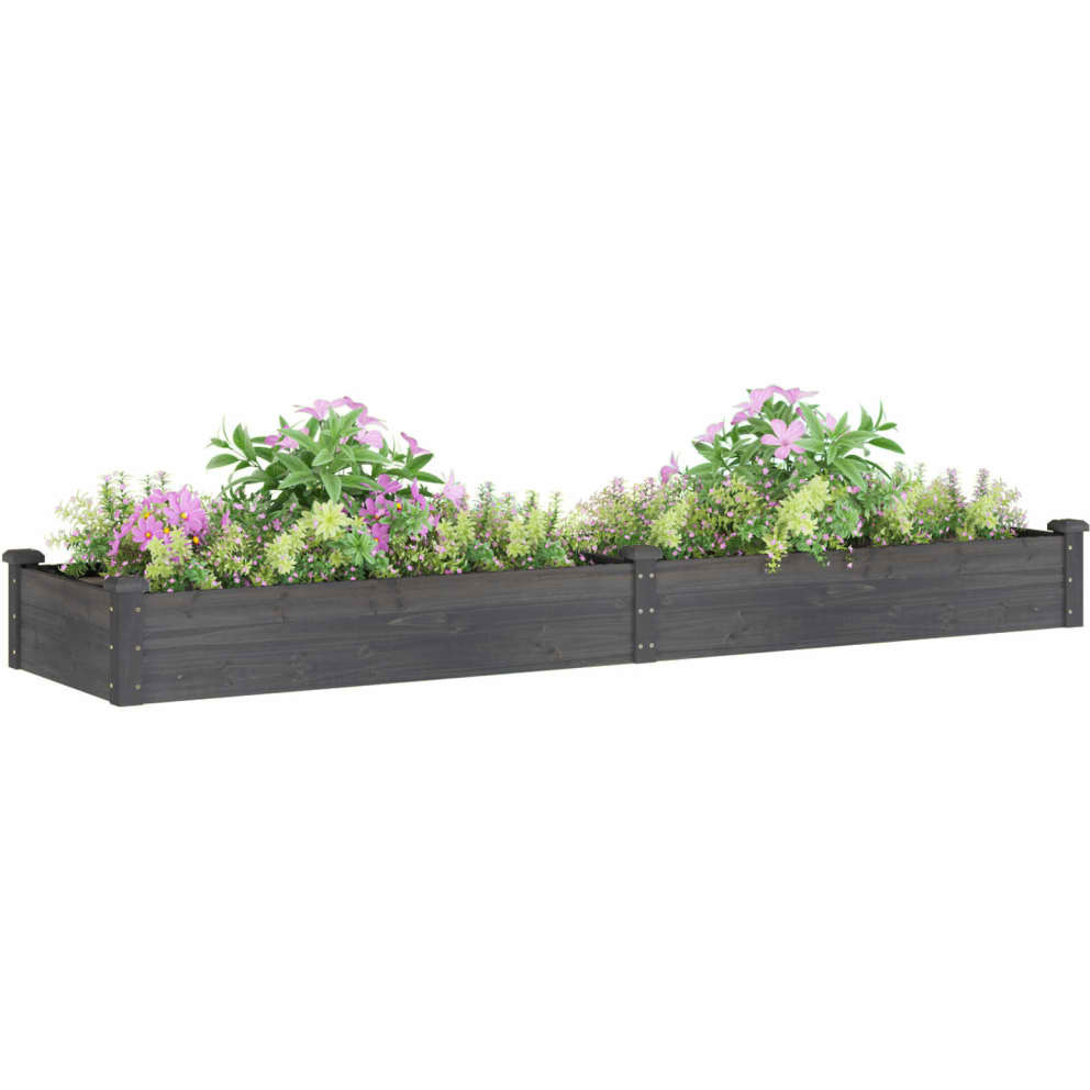vidaXL Garden Raised Bed with Liner Gray 94.5x23.6x9.8 Solid Wood Fir