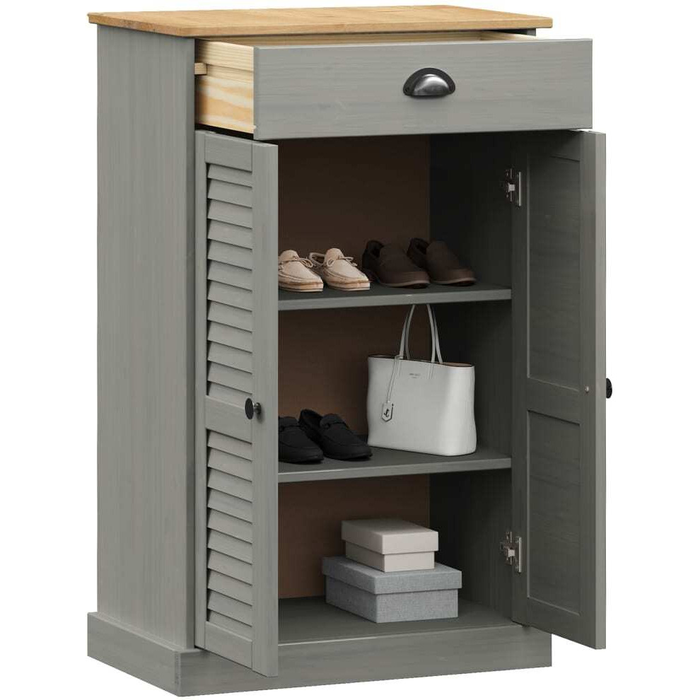 vidaXL Shoe Cabinet VIGO Gray 23.6x13.8x37.8 Solid Wood Pine
