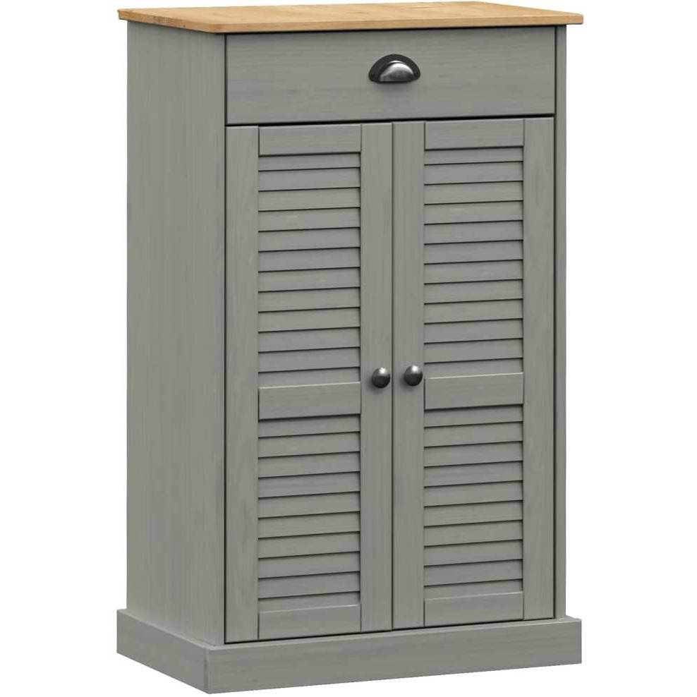vidaXL Shoe Cabinet VIGO Gray 23.6x13.8x37.8 Solid Wood Pine